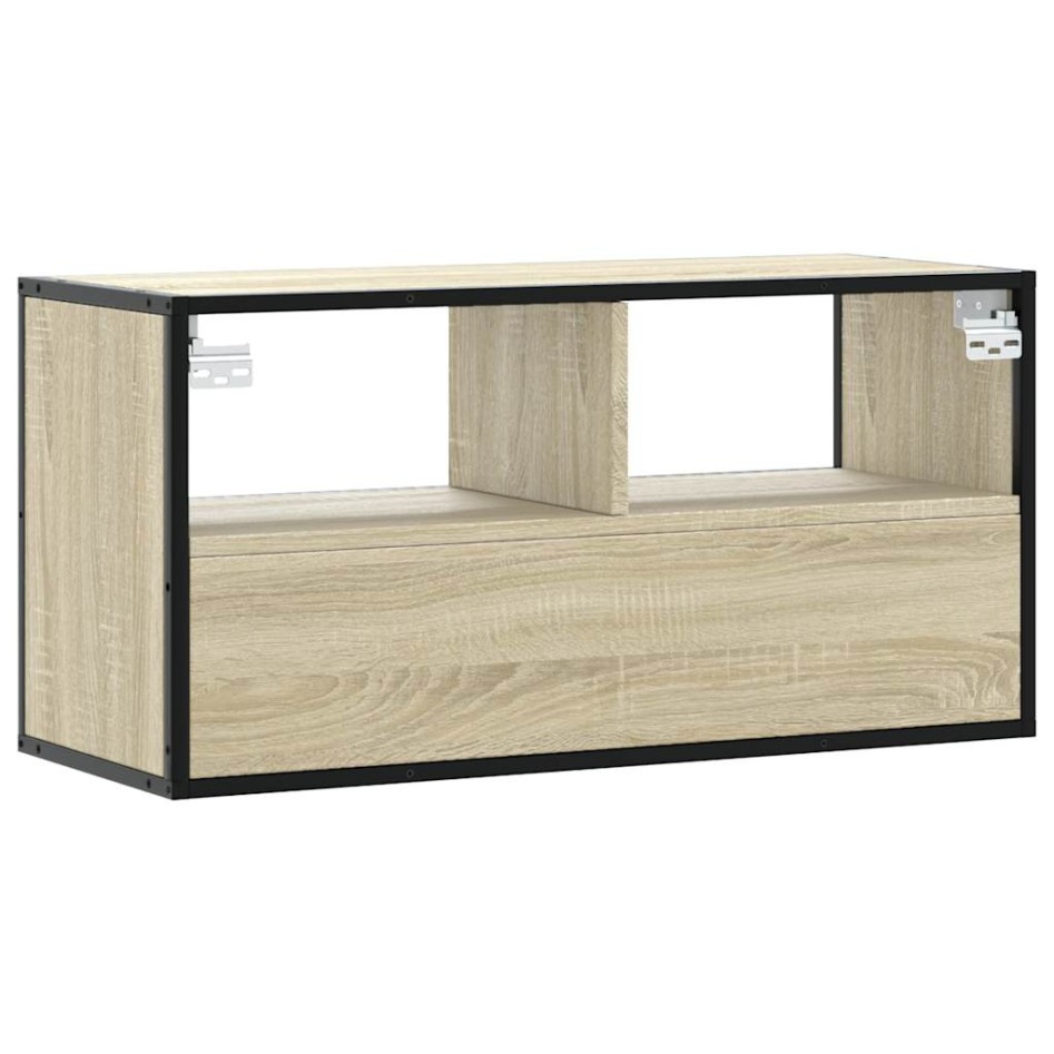 Mueble TV madera ingeniería y metal roble Sonoma 80x31x39,5