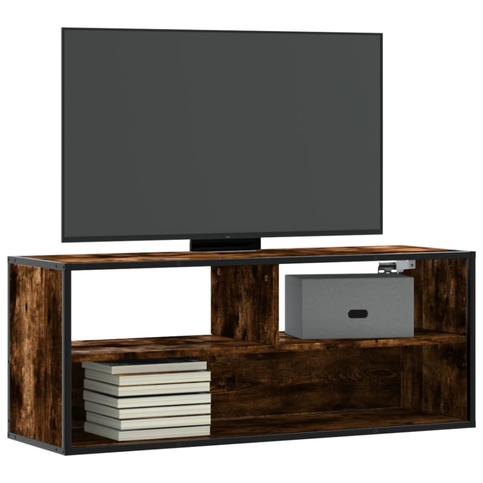 Mueble TV metal y madera contrachapada roble humo