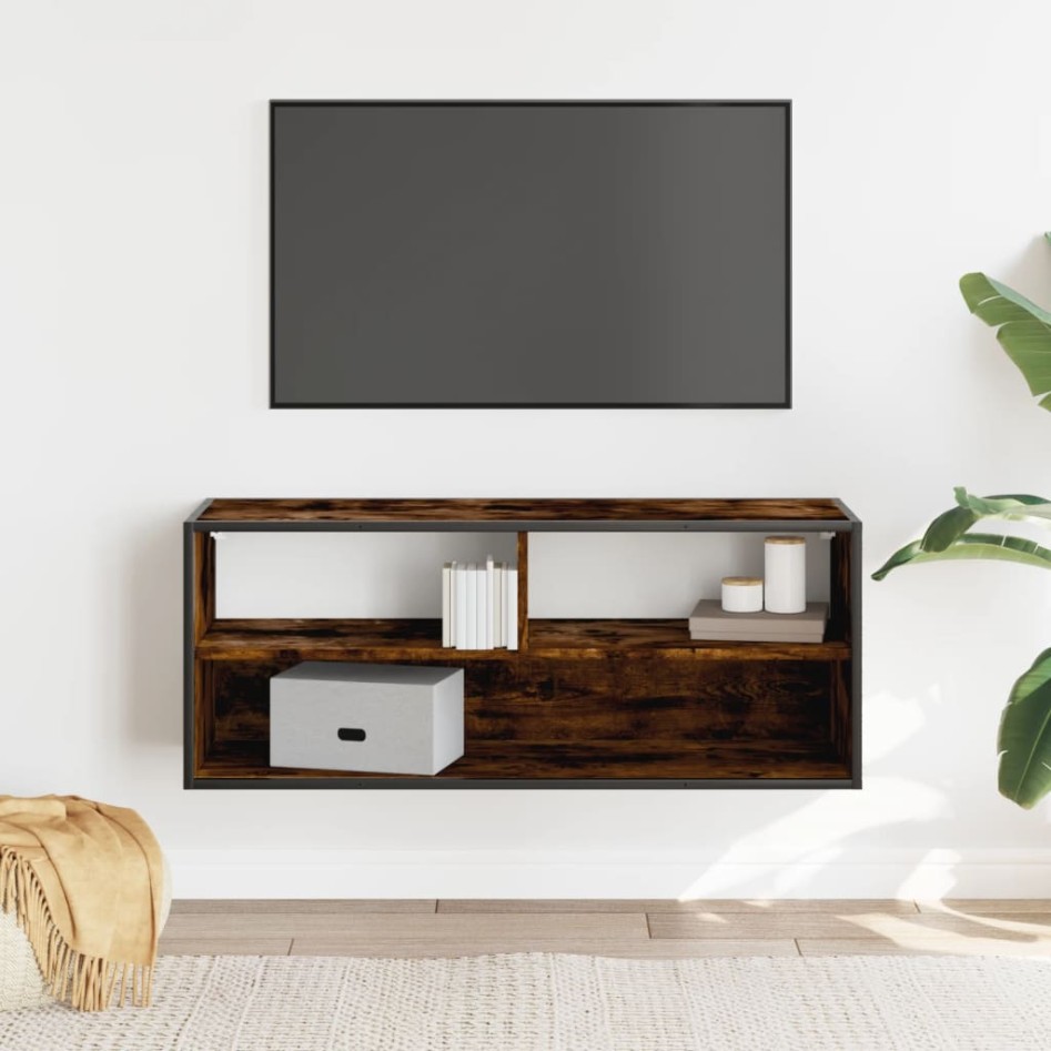 Mueble TV metal y madera contrachapada roble humo
