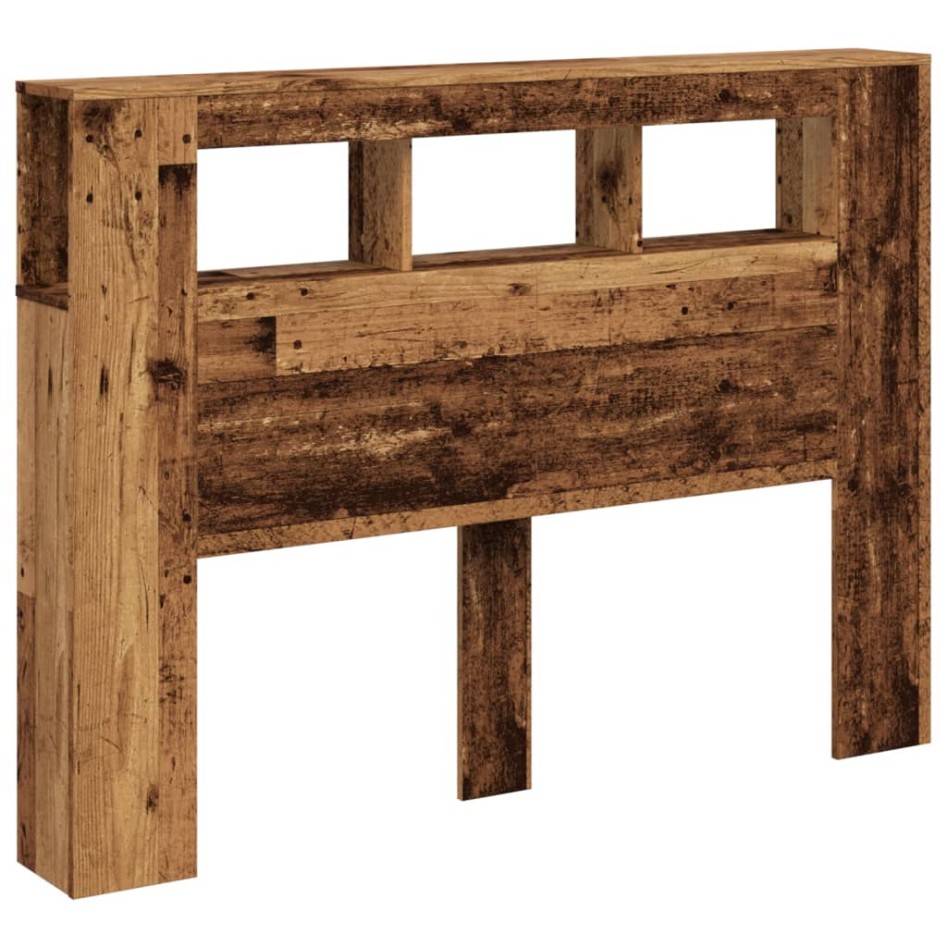 Cabecero con LED madera ingeniería envejecida 140x18,5x103,5