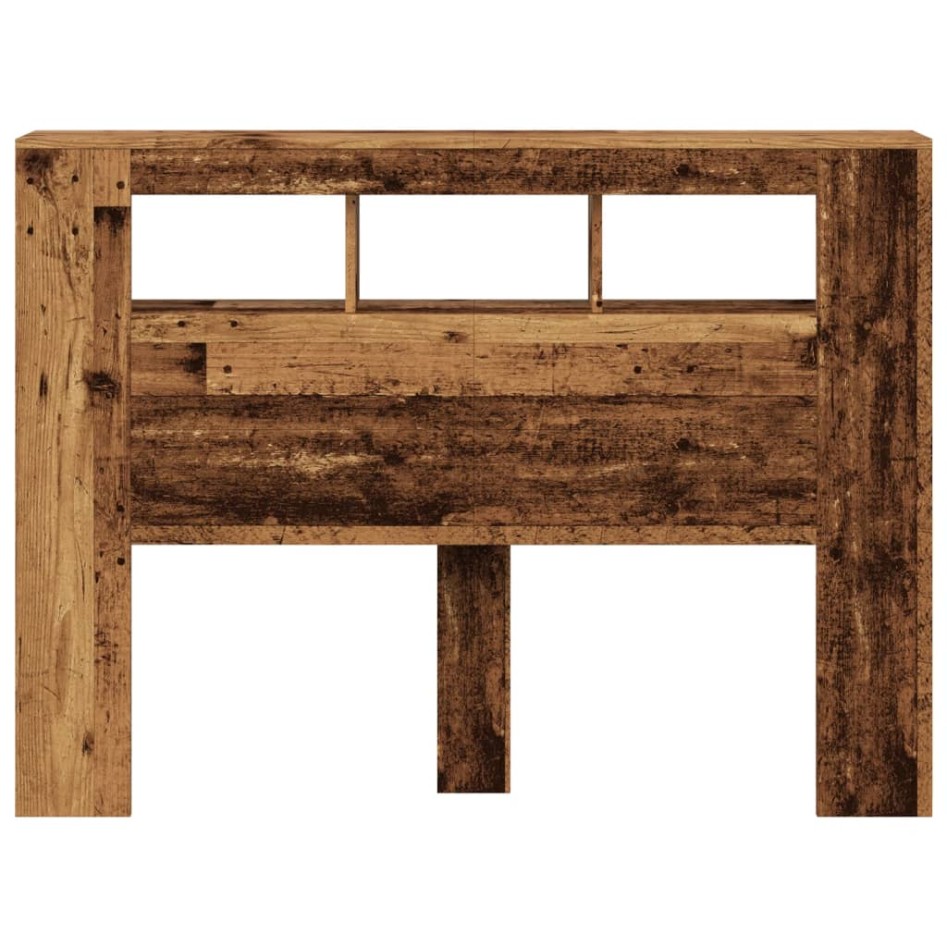 Cabecero con LED madera ingeniería envejecida 140x18,5x103,5