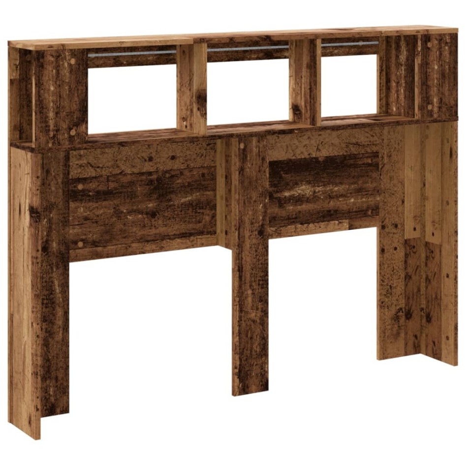 Cabecero con LED madera ingeniería envejecida 140x18,5x103,5