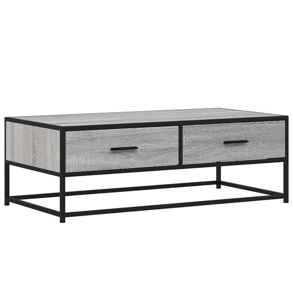 Mesa de centro madera ingeniería metal gris Sonoma 100x50x35