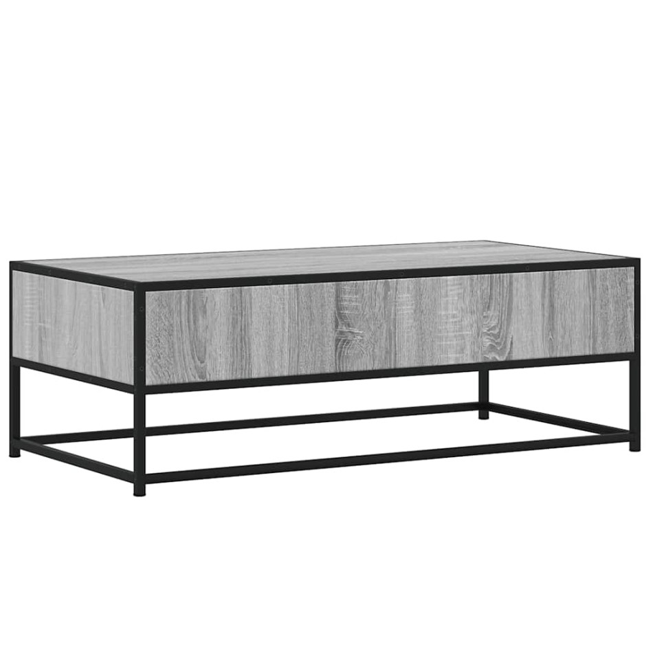 Mesa de centro madera ingeniería metal gris Sonoma 100x50x35