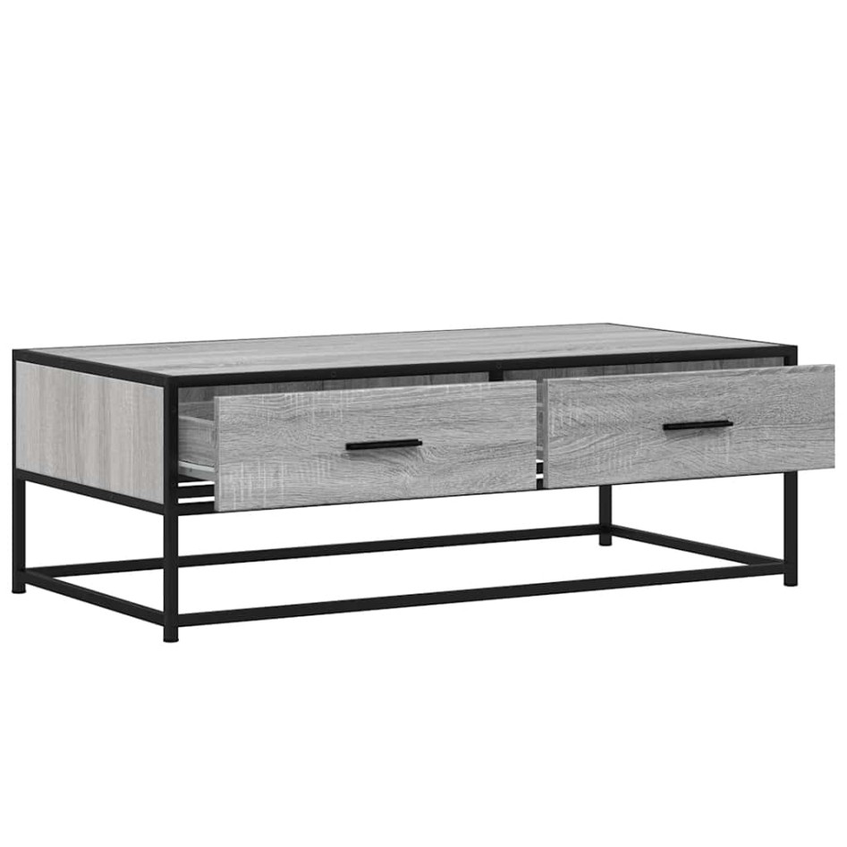 Mesa de centro madera ingeniería metal gris Sonoma 100x50x35