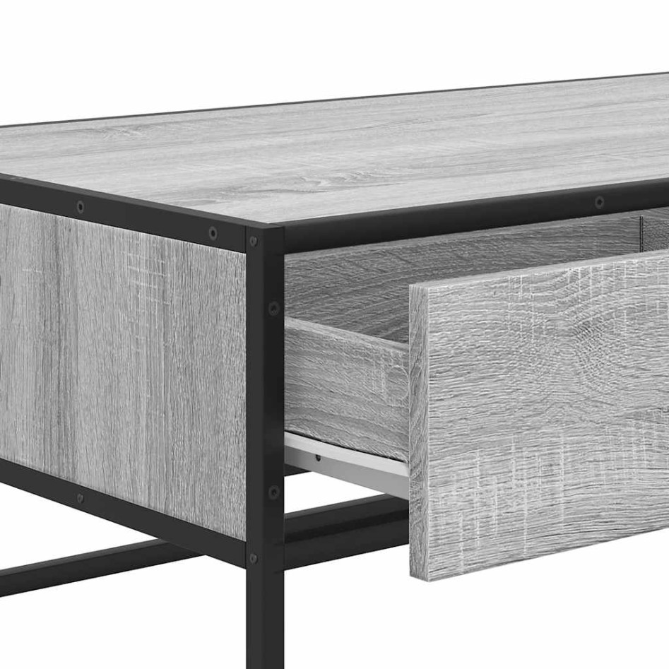 Mesa de centro madera ingeniería metal gris Sonoma 100x50x35