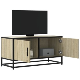 Mueble TV metal y madera ingeniería roble Sonoma 80x34,5x40