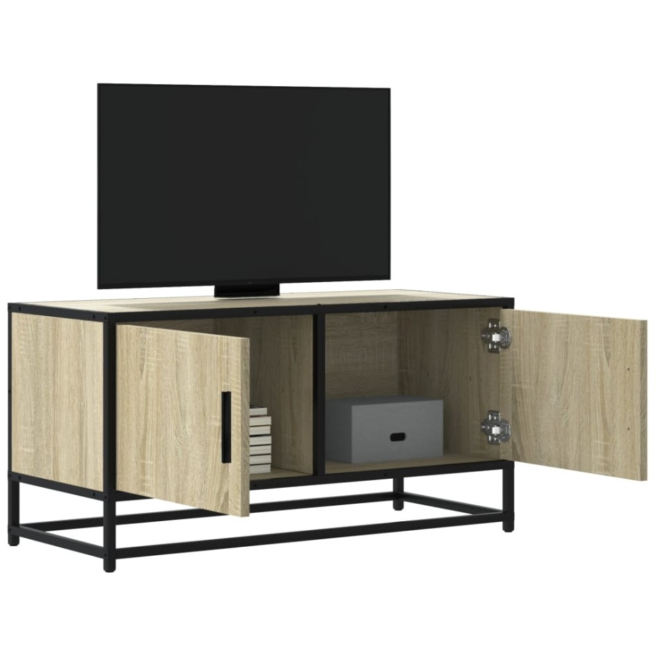 Mueble TV metal y madera ingeniería roble Sonoma 80x34,5x40