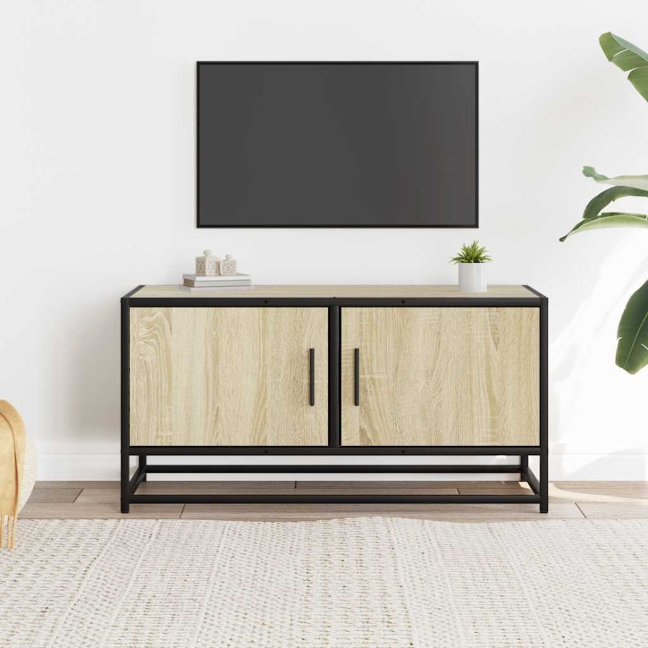 Mueble TV metal y madera ingeniería roble Sonoma 80x34,5x40