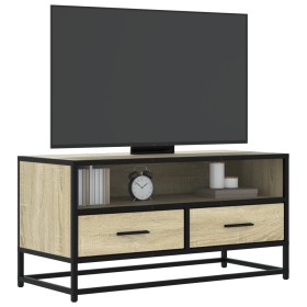 Mueble TV metal y madera ingeniería roble Sonoma 80x34,5x40