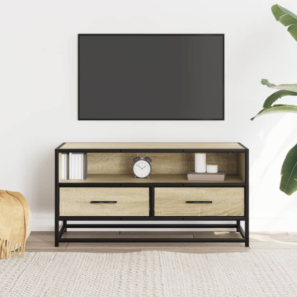 Mueble TV metal y madera ingeniería roble Sonoma 80x34,5x40