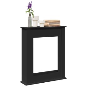 Borde de chimenea madera de ingeniería negro 75x20x87,5