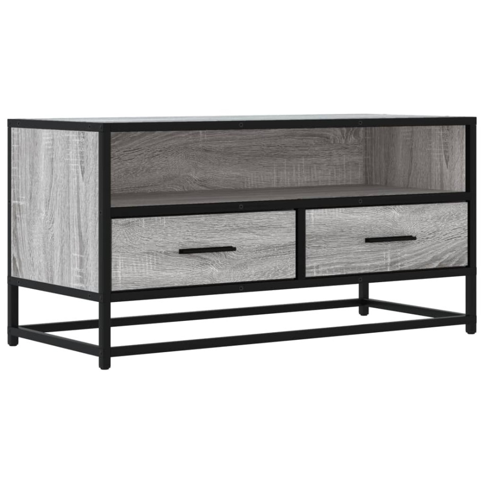 Mueble TV madera ingeniería y metal roble ahumado 80x34,5x40