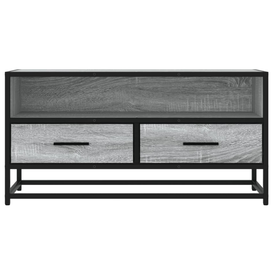 Mueble TV madera ingeniería y metal roble ahumado 80x34,5x40