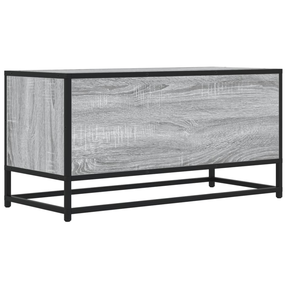 Mueble TV madera ingeniería y metal roble ahumado 80x34,5x40