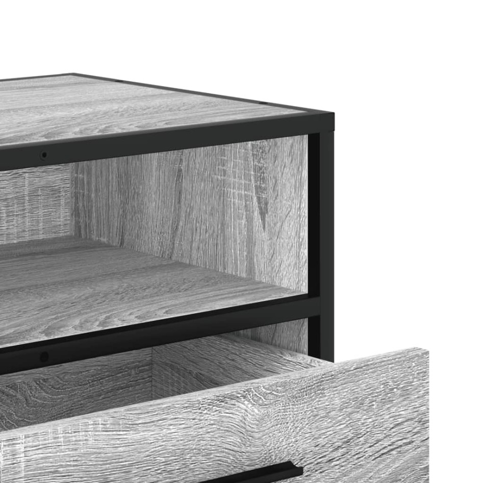 Mueble TV madera ingeniería y metal roble ahumado 80x34,5x40