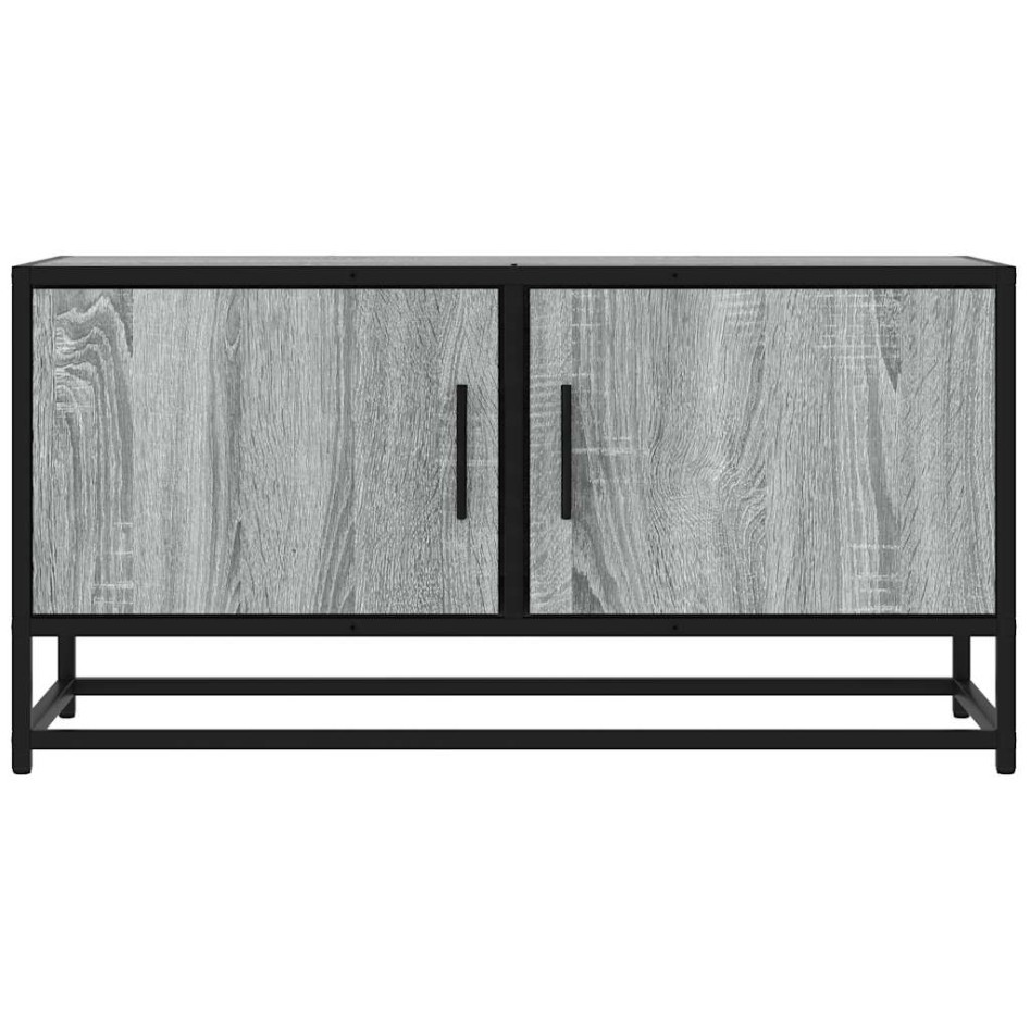 Mueble TV madera ingeniería y metal roble ahumado 80x34,5x40