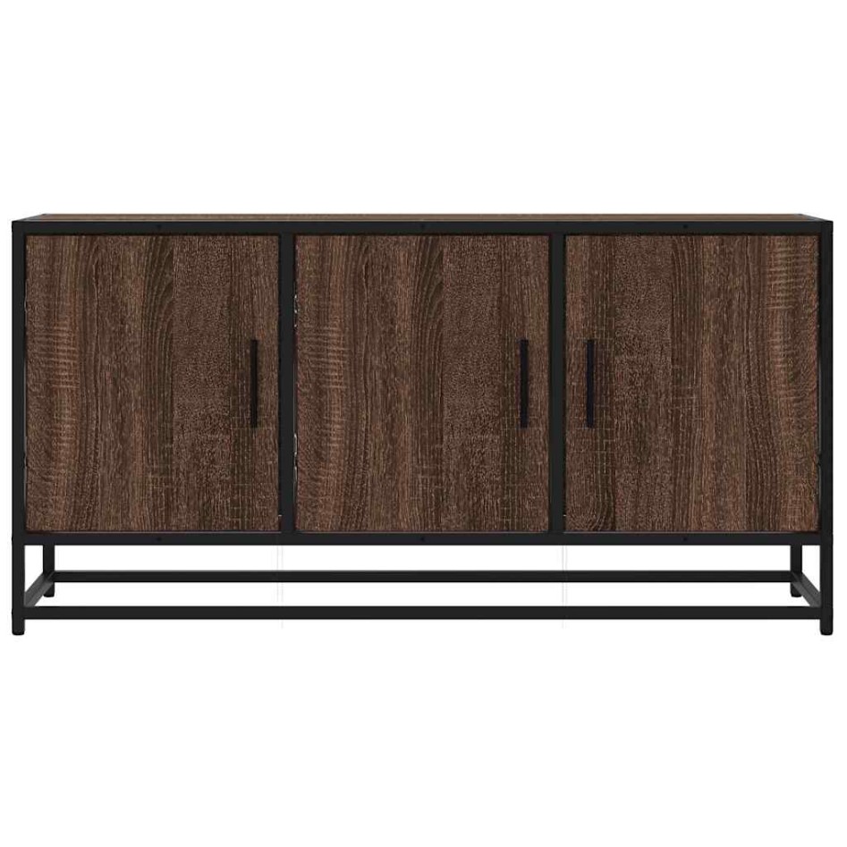 Mueble TV madera ingeniería y metal marrón roble 100x35x50