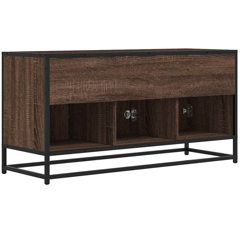 Mueble TV madera ingeniería y metal marrón roble 100x35x50