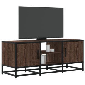 Mueble TV metal y madera ingeniería marrón roble 100x35x41