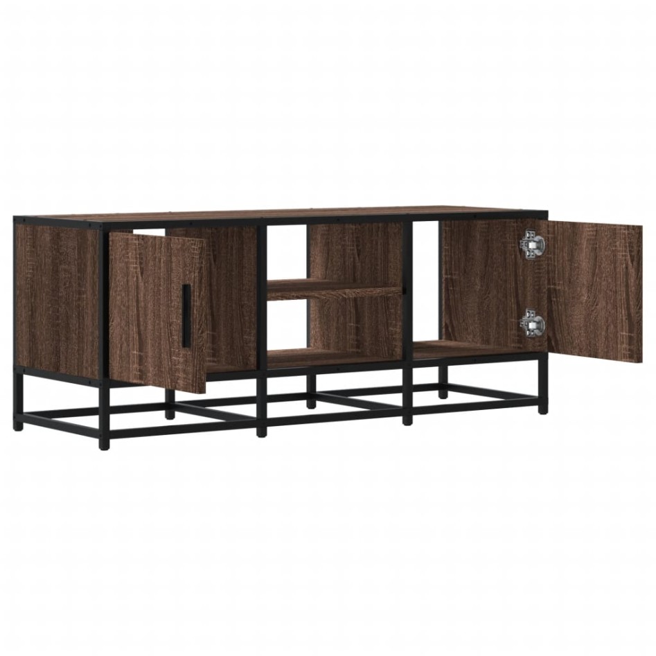 Mueble TV metal y madera ingeniería marrón roble 100x35x41
