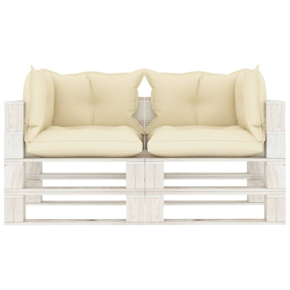 Sofá de palets de 2 plazas de jardín madera con cojines