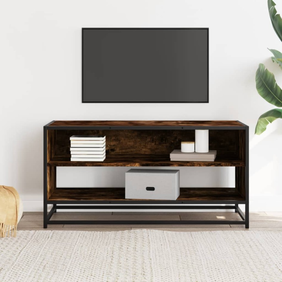 Mueble TV metal y madera ingeniería roble humo 91x40x46