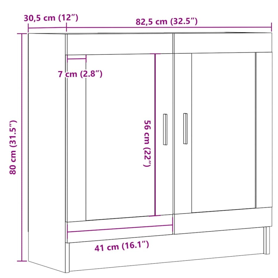 Estantería madera ingeniería madera envejecida 82,5x30,5x80