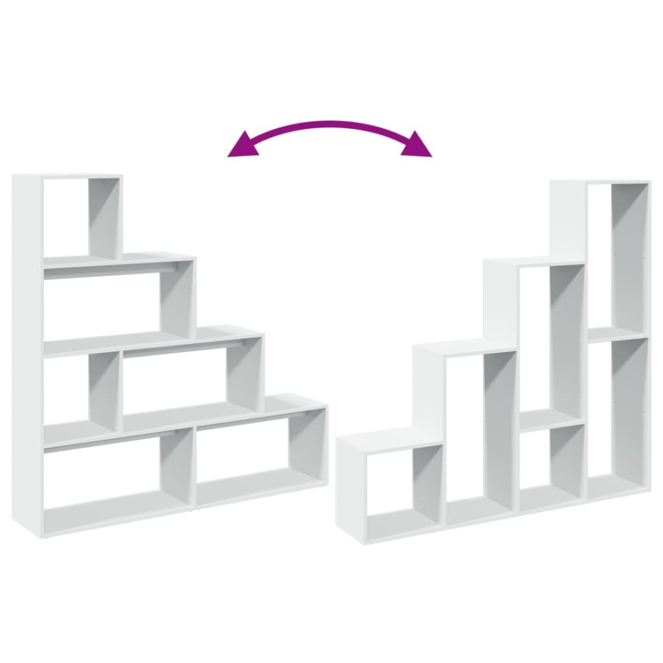 Librería divisora 4 niveles madera blanca 143,5x29x143,5