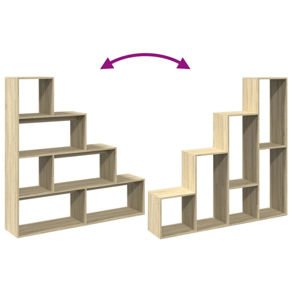 Librería divisora 4 niveles madera Sonoma 143,5x29x143,5