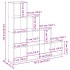 Librería divisora 4 niveles madera negra 131,5x29x131,5