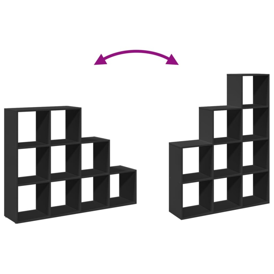 Librería divisora 3 niveles madera negra 137,5x29x103,5