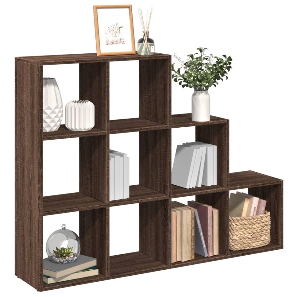 Librería divisora 3 niveles madera marrón 137,5x29x103,5