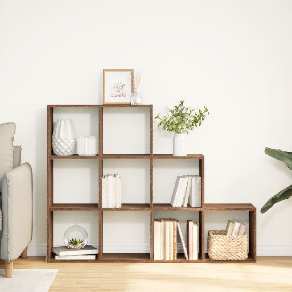 Librería divisora 3 niveles madera marrón 137,5x29x103,5