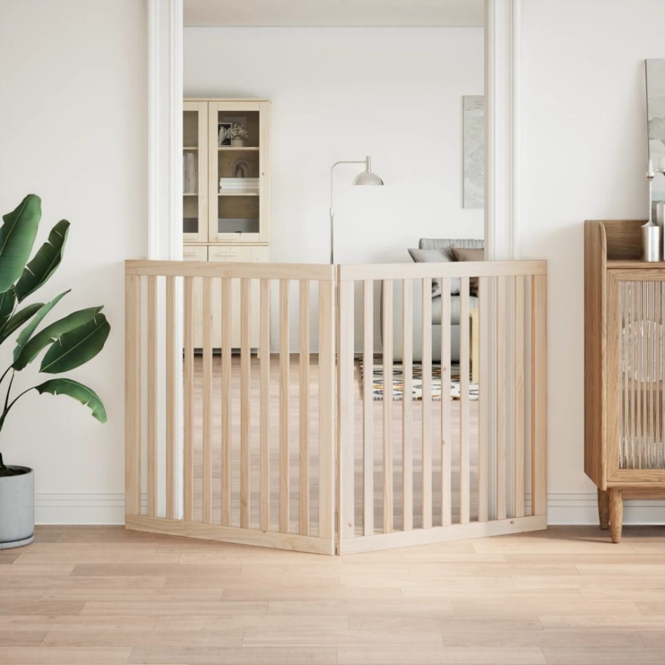 Puerta para perros plegable 2 paneles madera de álamo 160