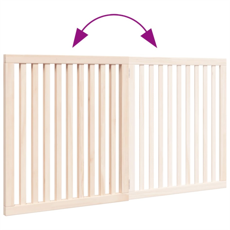 Puerta para perros plegable 2 paneles madera de álamo 160