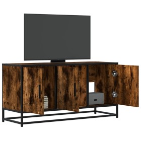 Mueble TV metal y madera ingeniería roble humo 100x35x50