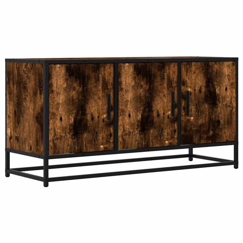 Mueble TV metal y madera ingeniería roble humo 100x35x50