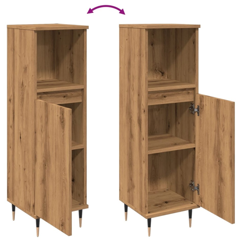 Armario de baño madera de ingeniería roble artisan 30x30x100