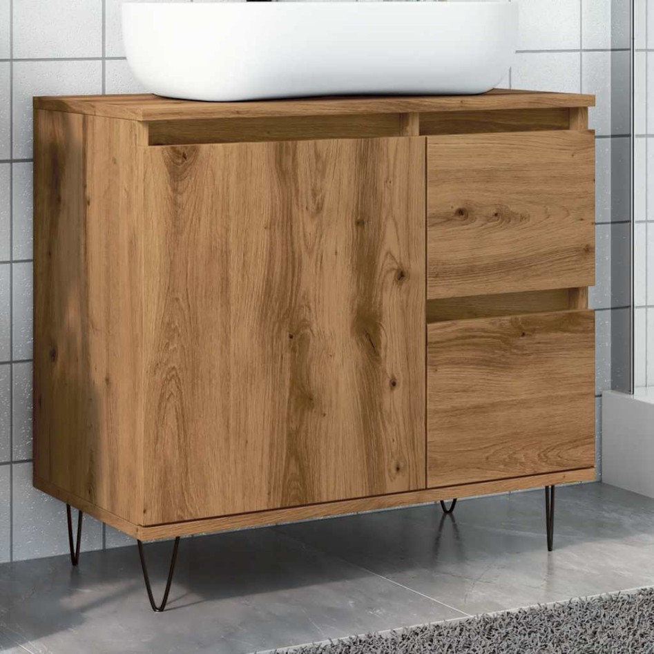 Mueble de lavabo madera de ingeniería roble artisan 65x33x60