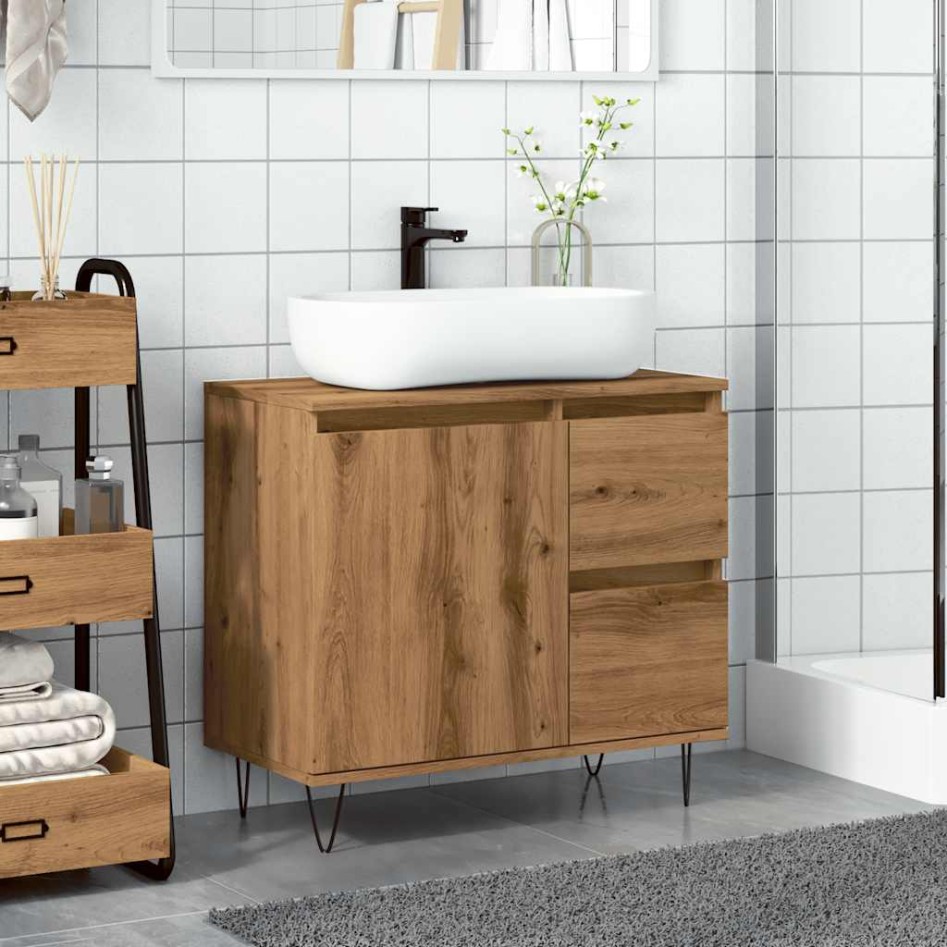 Mueble de lavabo madera de ingeniería roble artisan 65x33x60