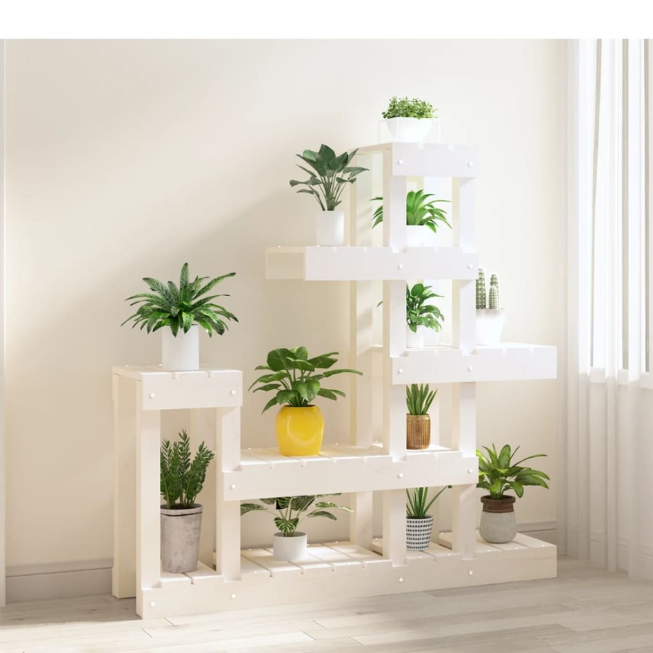 Soporte para plantas madera maciza de pino blanco 92x25x97
