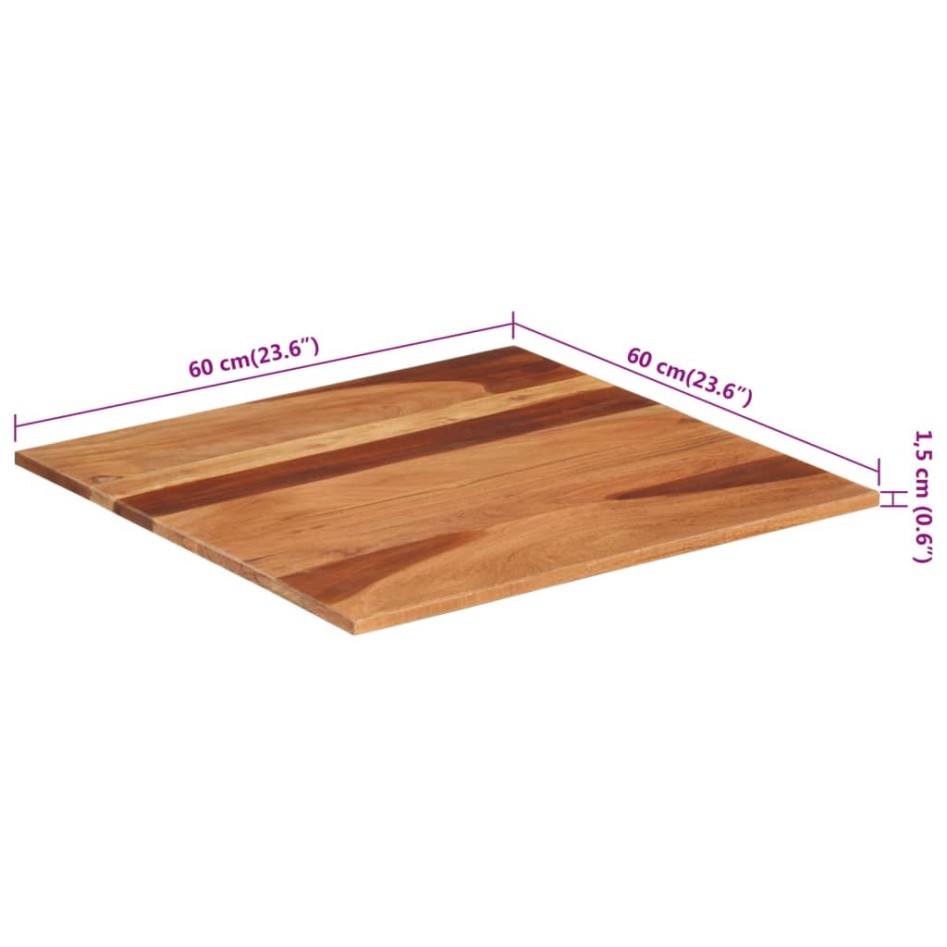 Tablero de mesa madera maciza de acacia 15-16 mm 60x60
