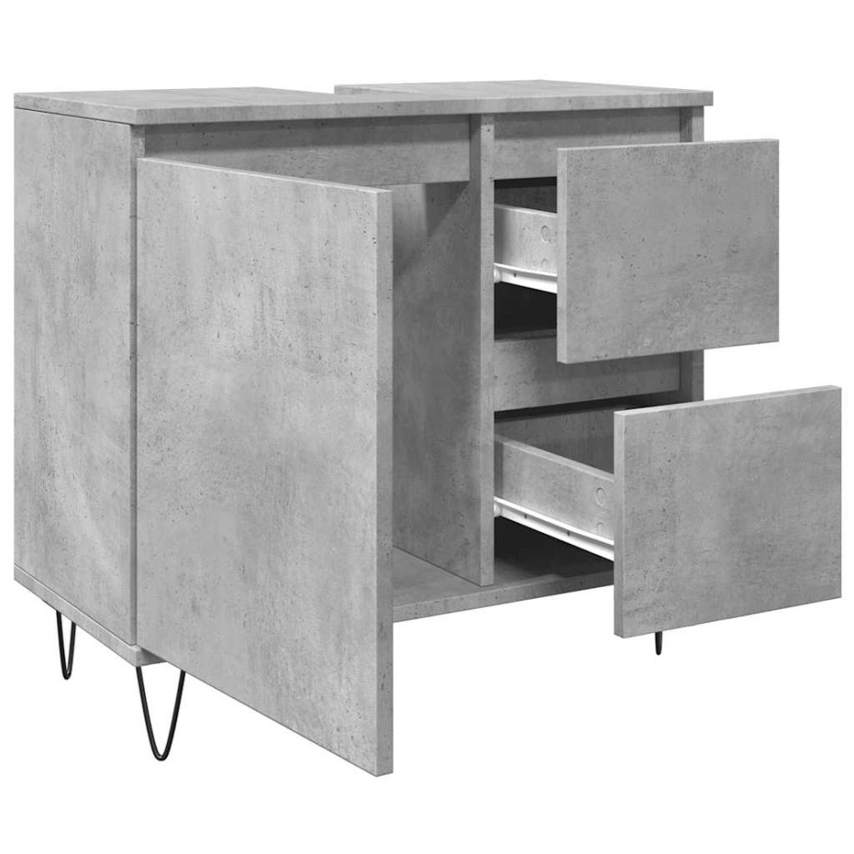 Mueble de lavabo madera ingeniería gris hormigón 65x33x60