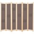 Biombo divisor de 6 paneles de tela marrón 240x170x4