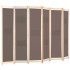 Biombo divisor de 6 paneles de tela marrón 240x170x4