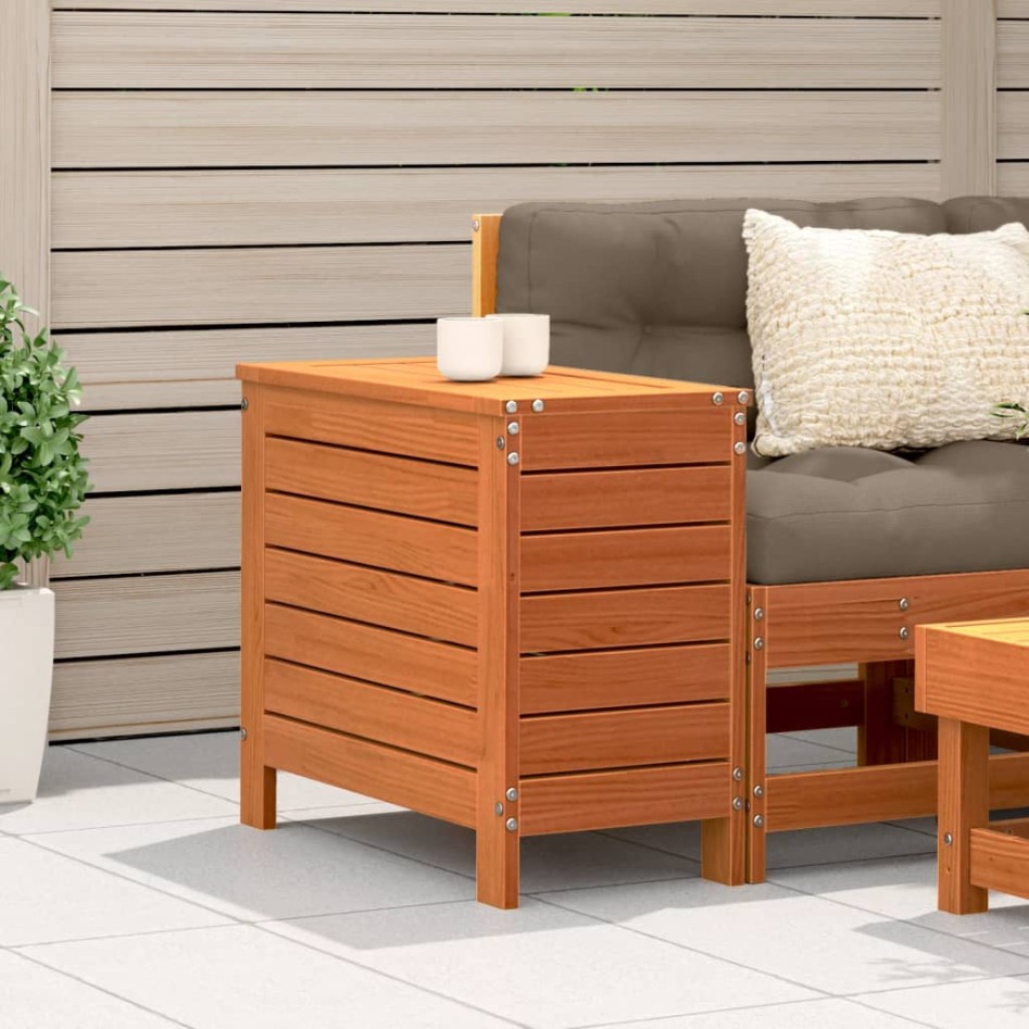 Taburete de jardín madera de pino marrón cera 62x31,5x52