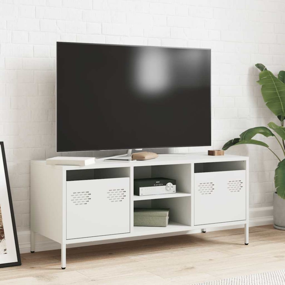 Mueble para TV acero laminado en frío blanco 101,5x39x43,5