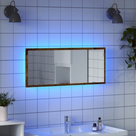 Espejo de baño LED madera ingeniería envejecida 100x8,5x37