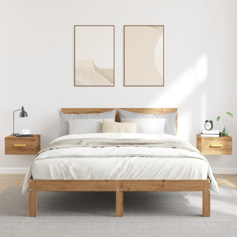 Mesitas de noche de pared 2 uds color roble artisan 35x35x20